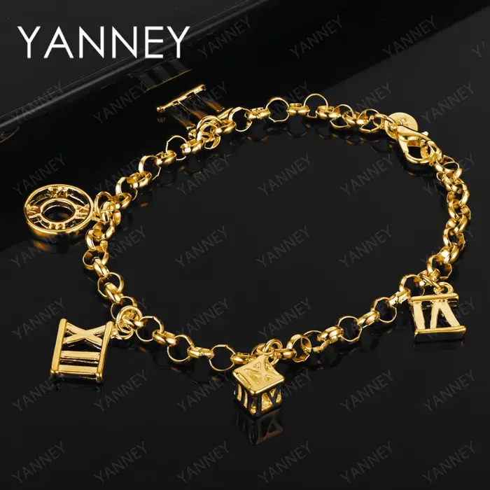 Nouveau 925 argent Sterling 18K or Fine 8 pouces pendentif Bracelet pour les femmes mode charme Coup