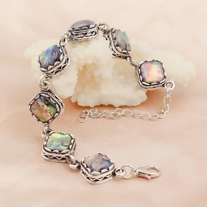 Bracelet en coquillage d'ormeau coloré, Design carré à la mode, accessoire à main pour dames, Style 