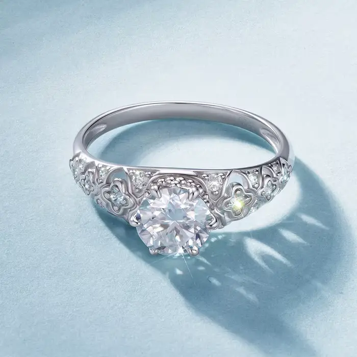 Bamoer – bague Moissanite U 1CT en argent Sterling 925