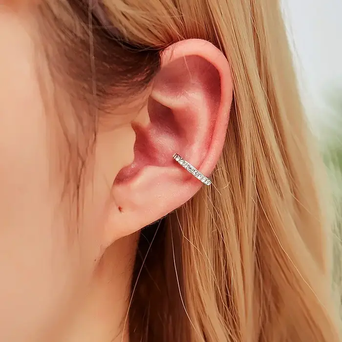Mode exquise strass décor oreille manchette boucle d'oreille pour femme