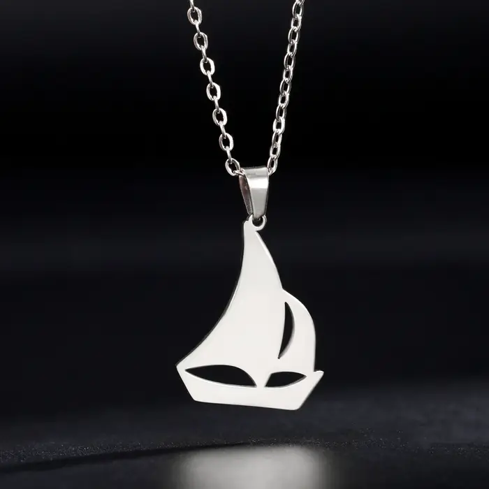 Collier bateau à voile, chaîne de mer d'océan, cadeau de bateau de marin pour femmes et hommes, pend