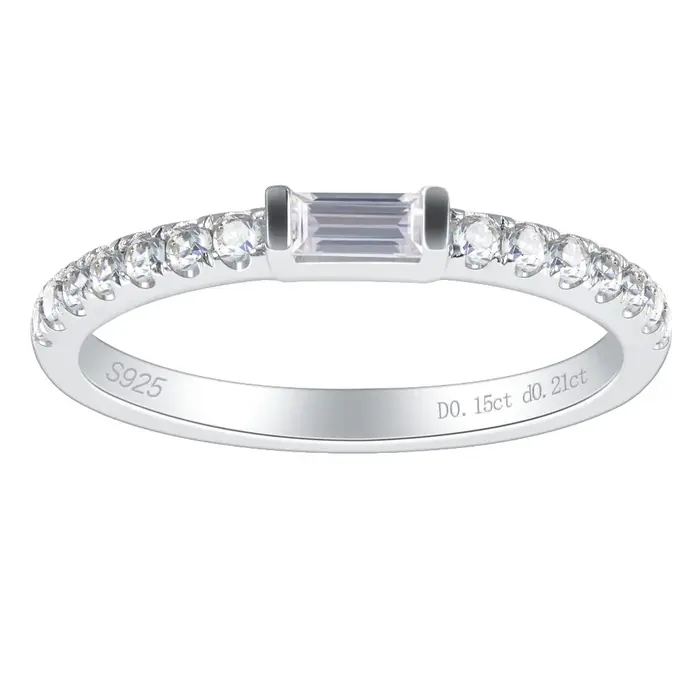 LinkerLove – bague Moissanite demi-éternité pour femmes, en argent Sterling 925, diamant taille émer