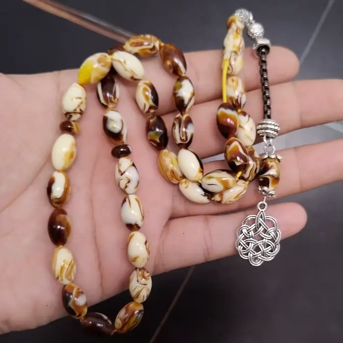 Tasbih Mistak – bracelet misbaha musulman en résine jaune