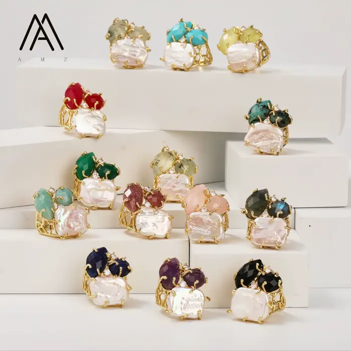 Bagues en cristal plaqué or avec diamant taille marquise
