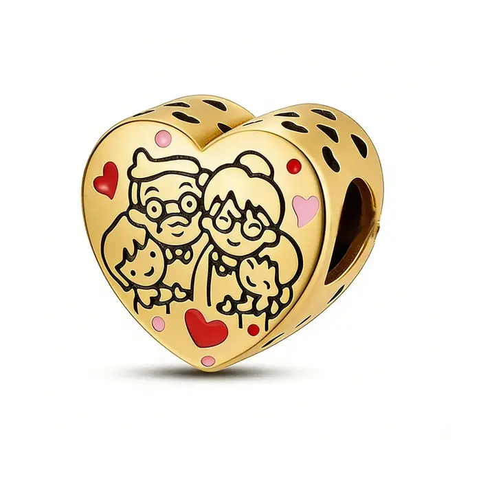 Nouveaux charms en or pour la famille, compatibles avec les bracelets européens originaux, cœur, mam