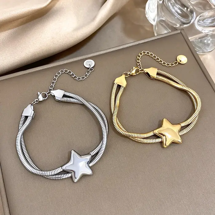 Bracelet multicouche en acier inoxydable pour femmes