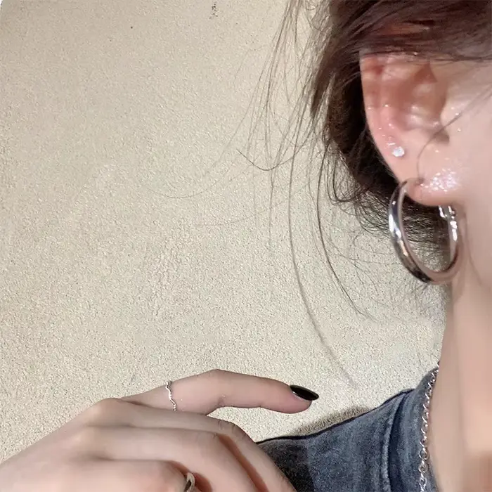 LATS – boucles d'oreilles rondes géométriques simples en alliage de cuivre pour femmes
