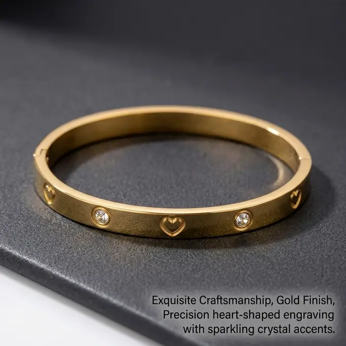 Bracelet en zircon en forme de cœur couleur or