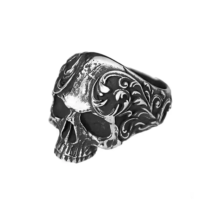 Bague gothique Vintage en forme de crâne sculpté pour hommes et femmes, Punk Hip Hop en acier inoxyd
