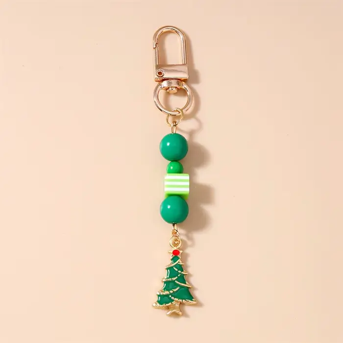 Mignon arbre de noël couronne canne porte-clés pour clé de voiture Festival cadeaux pour femmes homm