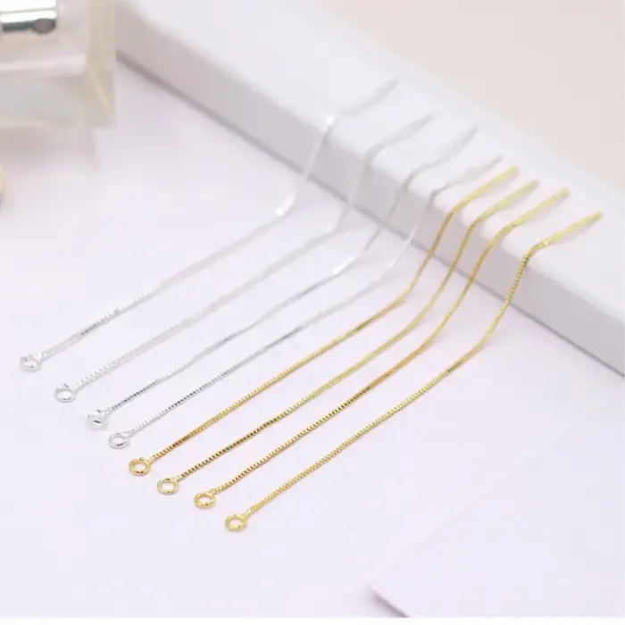 Accessoires de bijoux DIY en argent sterling 925 : Chaîne de boîte