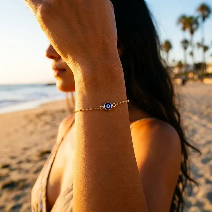 Bracelet femme émail bleu doré réglable en métal cuivre pour occasions spéciales cadeau d'amitié