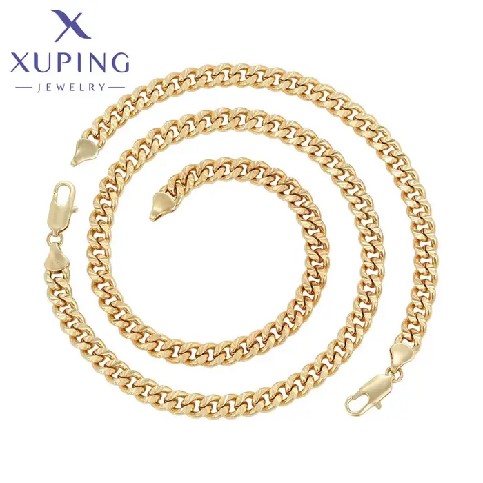 Ensemble de bijoux classique en or clair pour femmes, bracelet et collier pour occasions spéciales