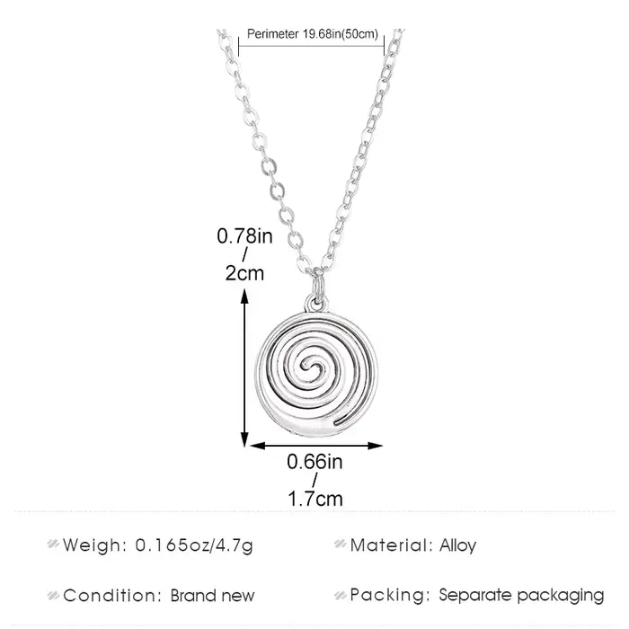 Collier en acier inoxydable pour femmes et filles, couleur or, spirale, rond, géométrique, creux, av