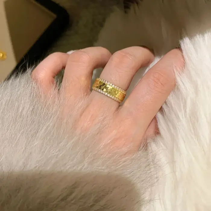 Bague Vintage en argent 925 avec diamants cloutés et paillettes, bague de couple bicolore simple et 