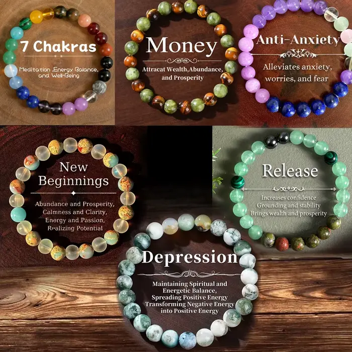 Bracelet de perles symboliques en pierre naturelle pour femmes et hommes, bracelet de force, protection d'argent, bijou d'auto-amour intérieur spirituel, soulagement de l'anxiété, bijou classique unisexe occasions spéciales