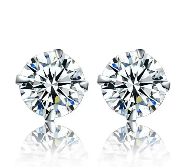 Boucles d'oreilles à clous en argent sterling 925 avec pierres de zirconium blanc pour femmes, bijoux élégants et durables pour occasions spéciales