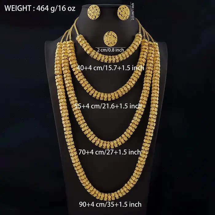Parure de bijoux plaqué or de luxe pour femmes et hommes : boucles d'oreilles