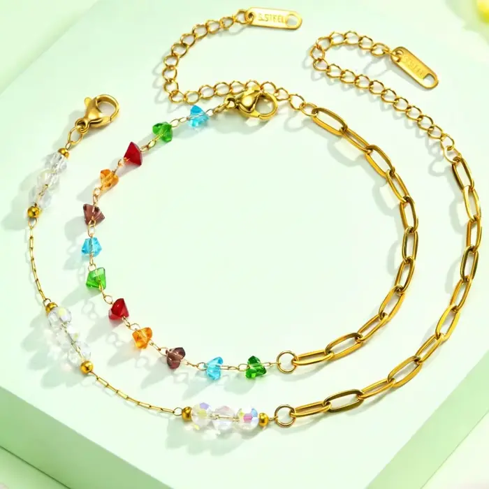Bracelet en cristal arc-en-ciel avec perles multicolores pour femmes style bohème cadeau occasions spéciales fantaisie quotidienne