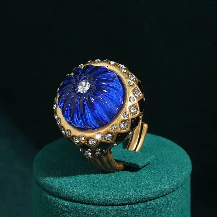 Bague Vintage citrouille bleue pour femmes