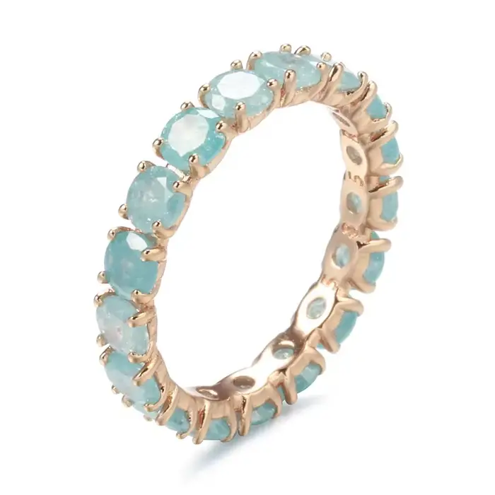 Wbmqda-Bague en pierre narmulticolore pour femme, bijoux en or rose, rose, bleu, vert, naturel, Zcom