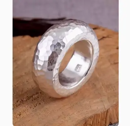 Bagues martelées en argent pur 999 faites à la main pour couples, matiques personnalisées pour homme