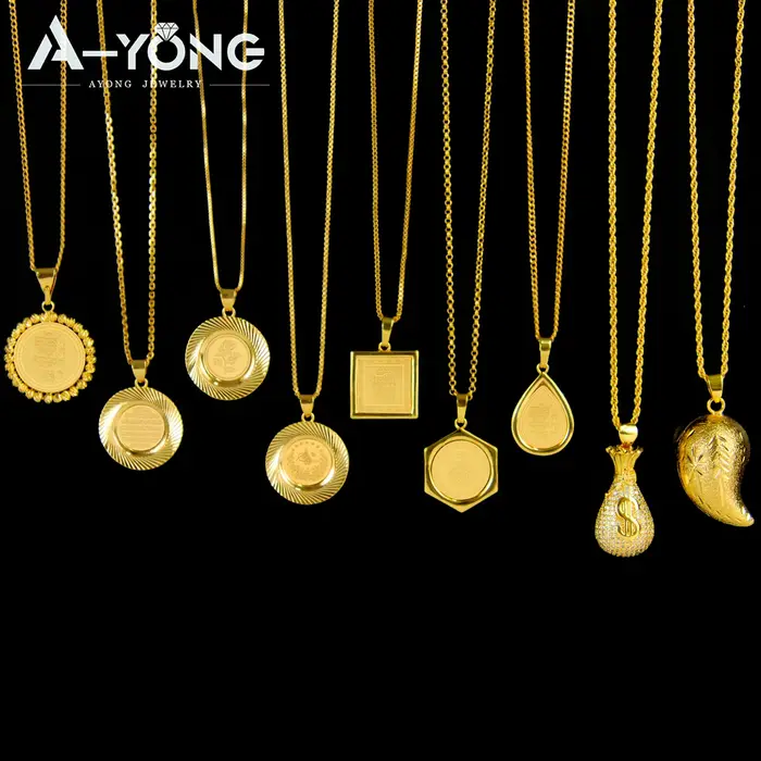 Arabe musulman mode bijoux pendentifs 21k plaqué or turc géométrique collier pendentif marocain femmes mariée mariage
