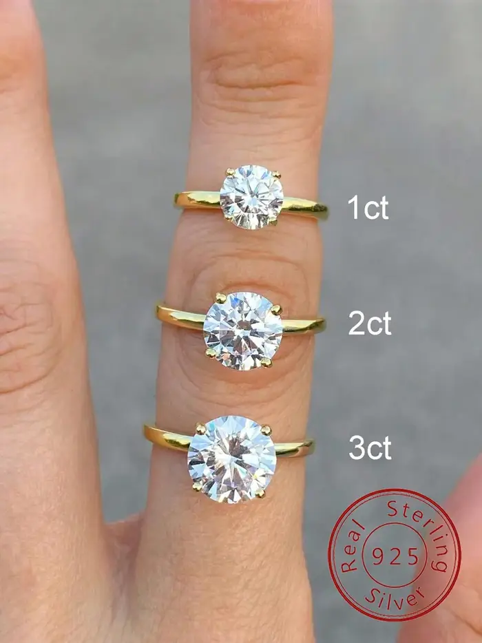 Bague ronde en argent Sterling 925 pour femmes