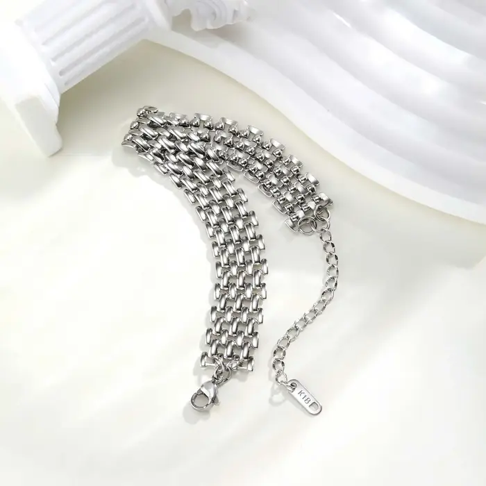 Bracelet en maille d'acier inoxydable unisexe avec design géométrique hypoallergénique pour homme et femme occasions spéciales et quotidiennes