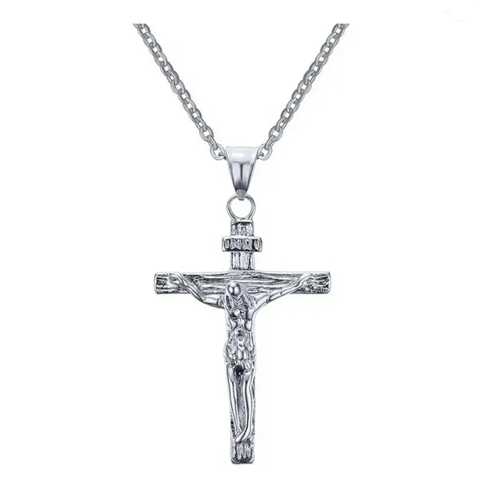 Crucifix jésus-Christ pour hommes et femmes, bijoux à la mode, couleur or marron argent, pendentif c