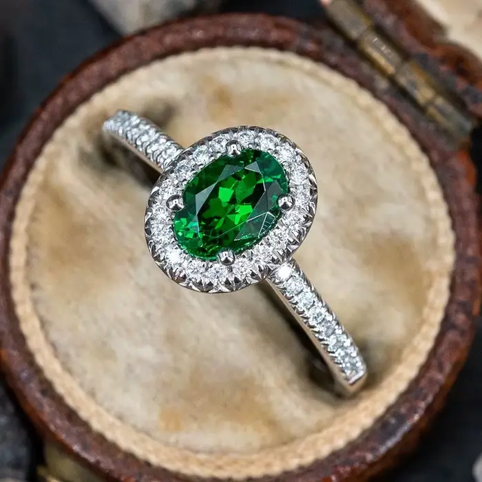 Bague en argent Sterling 925 pour femmes, bijoux ovales brillants en zircone verte, accessoires grac