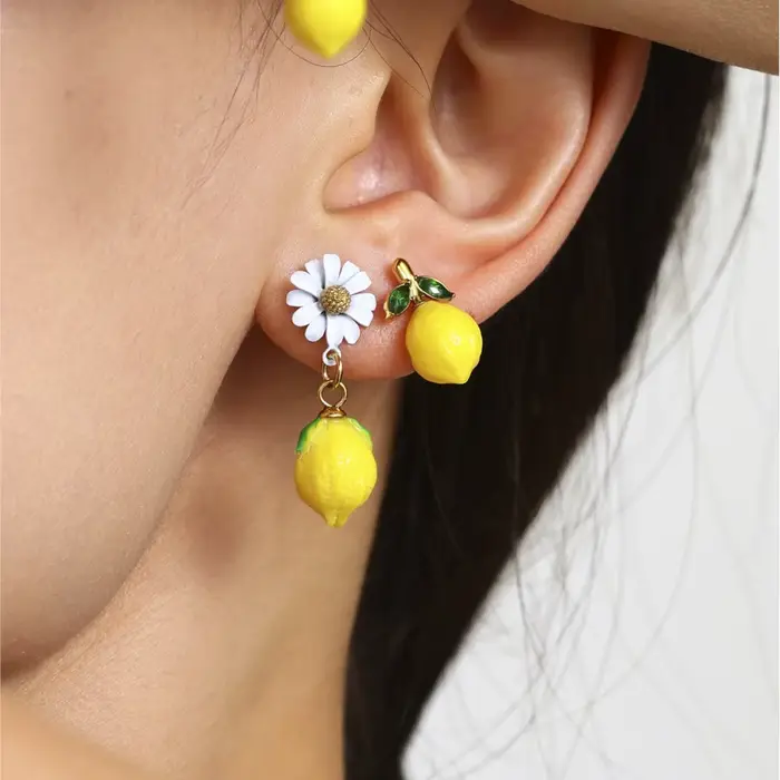Pendentif citron boucles d'oreilles pendantes correspondant coquille perles collier Bracelet à la main perles colliers Bracelets boucle d'oreille pour les femmes