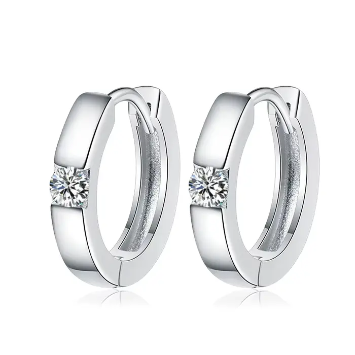 Tezzc D couleur Moissanite boucle d'oreille S925 argent Sterling plaqué or blanc boucle d'oreille po