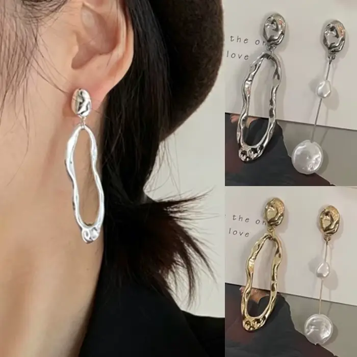 Boucles d'Oreilles Asymétriques Elégantes avec Perles Imitation pour Femmes Occasions Spéciales Soirées Chic Cadeaux Fête