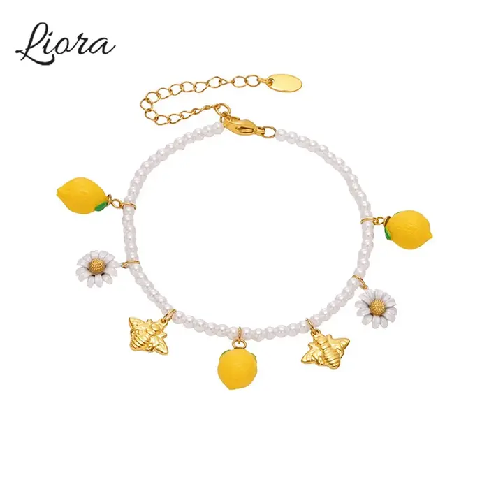 Liora – Bracelets avec pendentif en forme de citron pour femmes