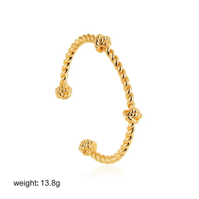 Bracelet jonc torsadé géométrique élégant pour femme, plaqué or 18 carats, étanche, en acier inoxyda
