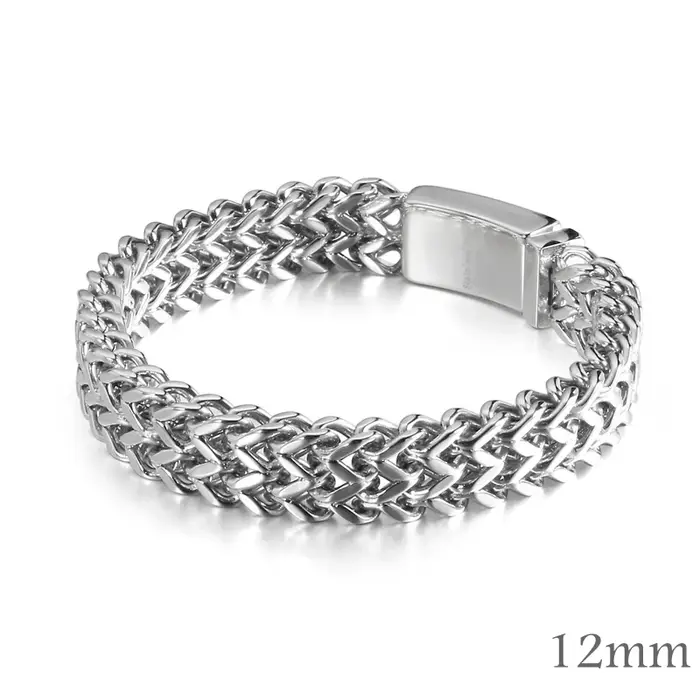 Bracelet chaîne de tennis en maille polie 12/18/30 mm S/M/L - Couleur plaquée or argent/18 carats - 