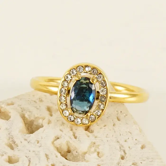 Bague ouverte réglable en acier titane avec diamants