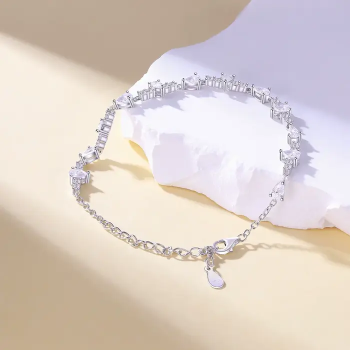 Vinregem laboratoire créé saphir pierres précieuses mode Bracelets bracelet 100% 925 en argent Sterling bijoux fins pour les femmes cadeaux en gros