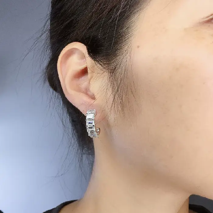 Huitan – boucles d'oreilles rectangulaires CZ pour femmes, magnifiques bijoux de mariage et fiançailles, cadeau d'amour délicat