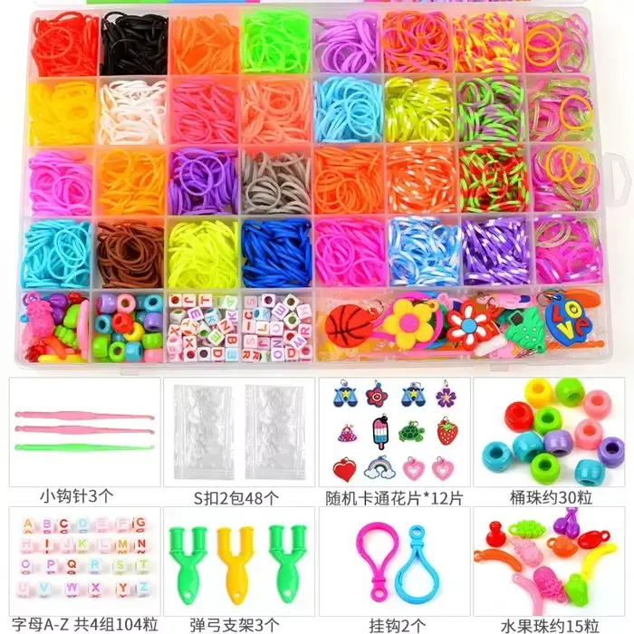 Bandes de caoutchouc faites à la main, boîte à outils de tissage, Kit de bracelets, jouets pour enfa