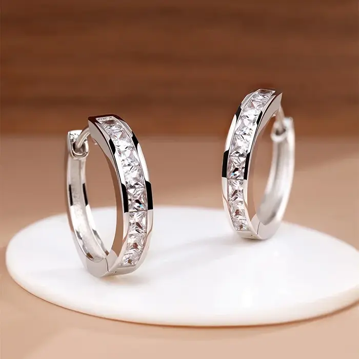 Boucles d'oreilles en argent Sterling 925 et Zircon brillant pour femmes, rondes, circulaires, à la 