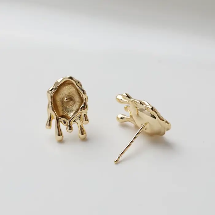 Boucles d'oreilles rétro en perles de larme plaquées or 14 carats, clous d'oreille, matériaux de bri