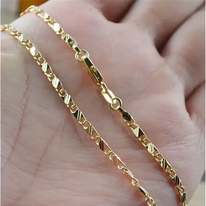 Collier rempli de couleur or 18 carats pour femmes et hommes