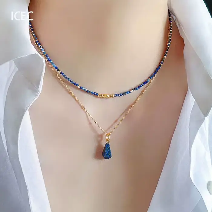 Collier de perles bleues au Design de Niche, tempérament de Style chinois, sens haut de gamme, Style froid, chaîne de clavicule superposée
