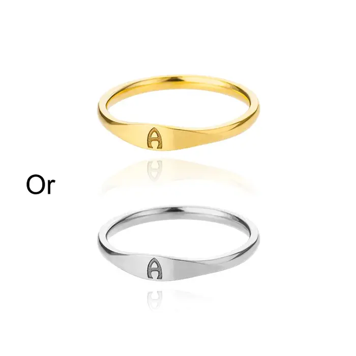 Bagues avec lettres initiales pour femmes et hommes, bague avec initiales en acier inoxydable, nom d