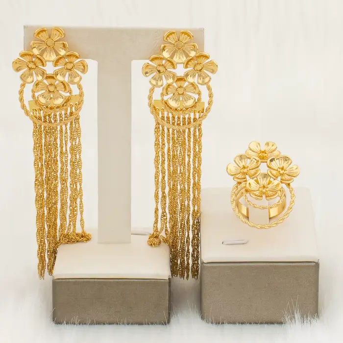 Boucles d'oreilles africaines de Dubaï pour femmes, boucles d'oreilles longues en forme de goutte d'