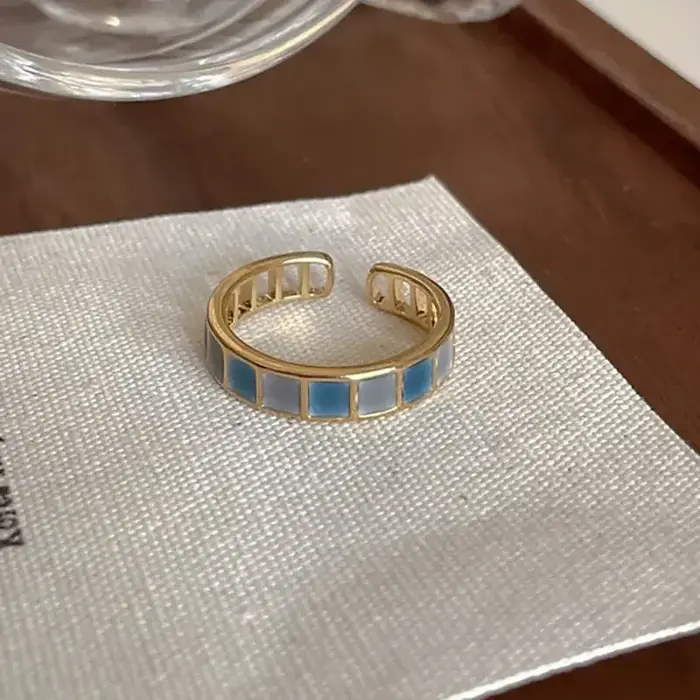 Bague réglable en émail émeraude pour femmes, nouvelle mode, rétro français, couleur or, anneaux en