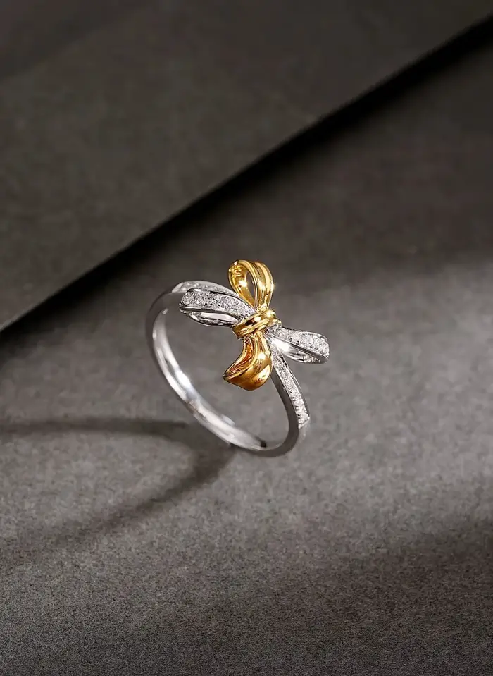 Bague papillon plaquée argent 925 pour femme