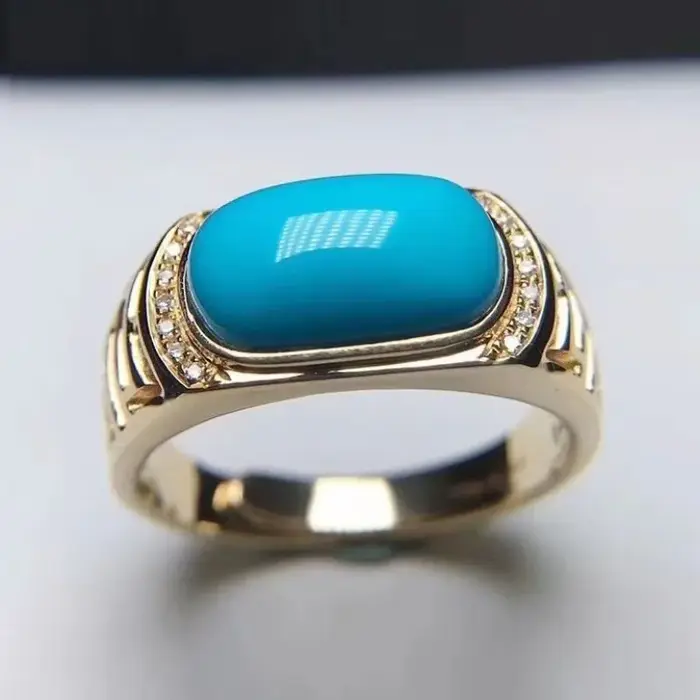 Bague rétro en argent 925 incrustée de pierres turquoises pour femmes, bijou classique et élégant pour occasions spéciales
